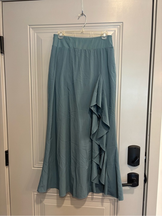 HALARA Dresses & Skirts - HALARA Dusty Teal Ruffle Maxi Skirt